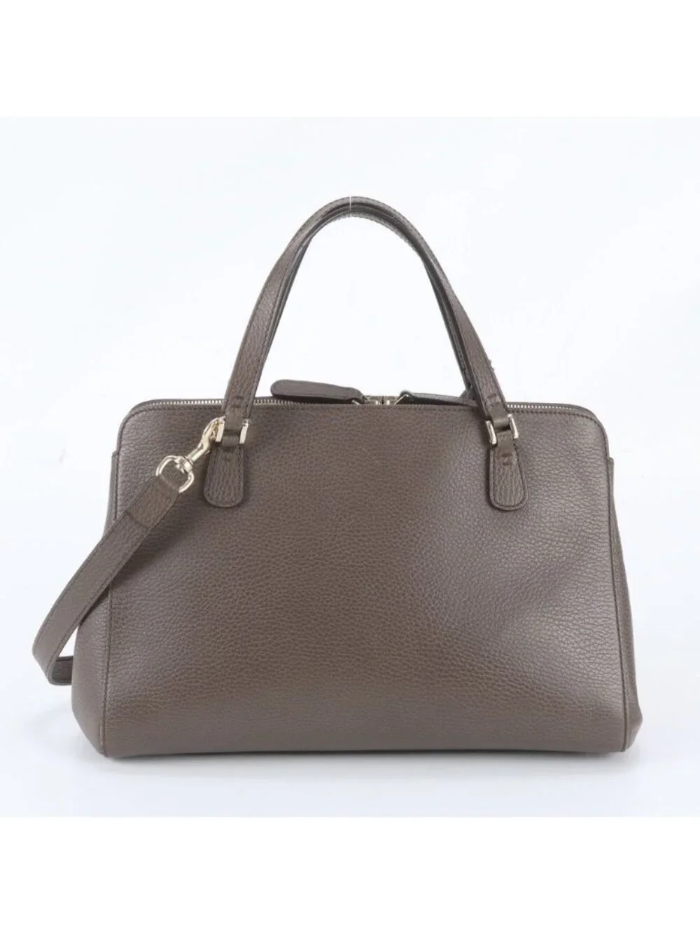 Gucci Leather 2-Way Shoulder Bag Crossbody Hand Tote Brown